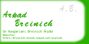 arpad breinich business card